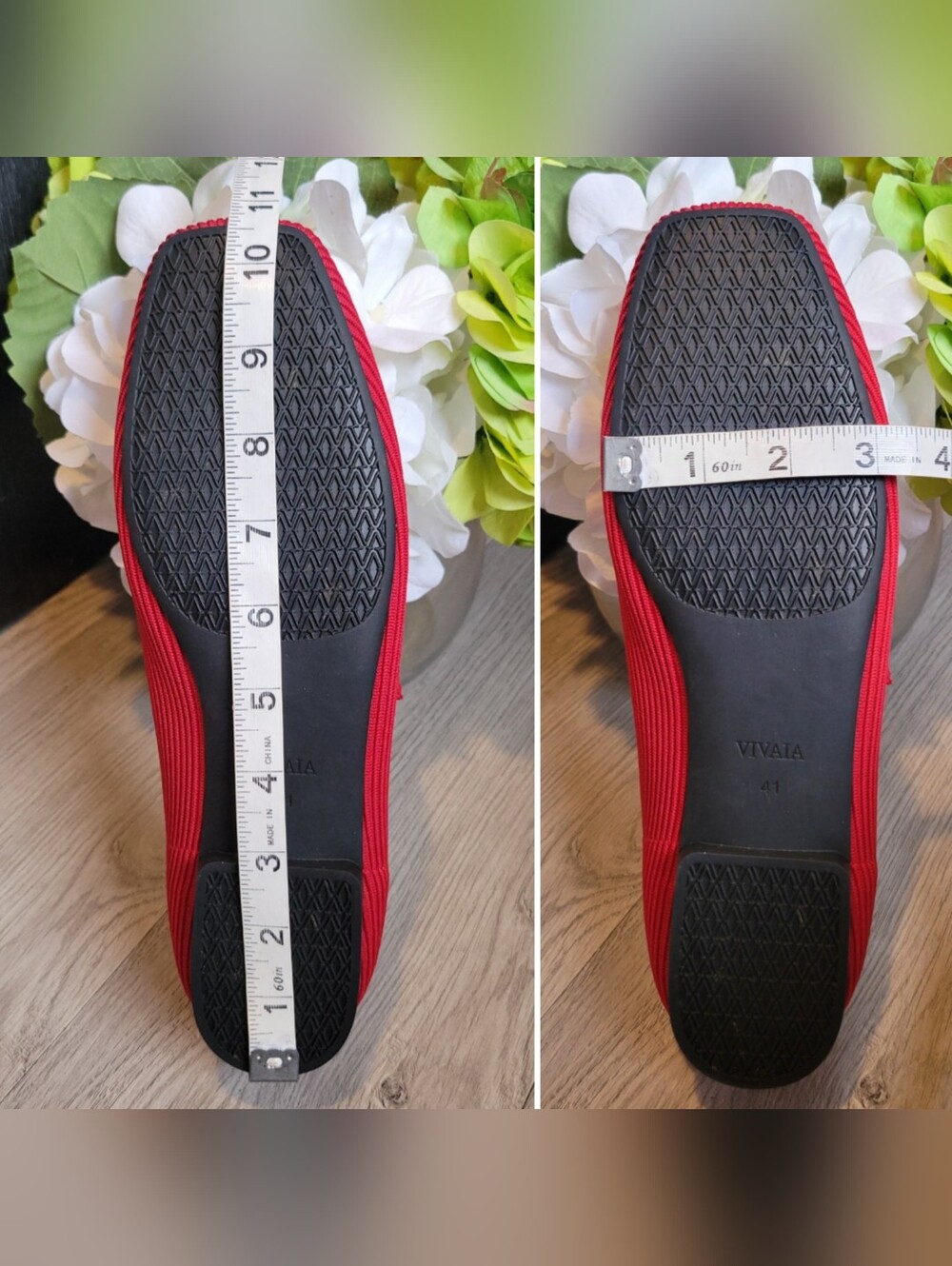 Vivaia Margot Mary Jane Buckle Square-Toe V-Cut Ruby Red Flats, US 9.5 EU 41 - Picture 13 of 16